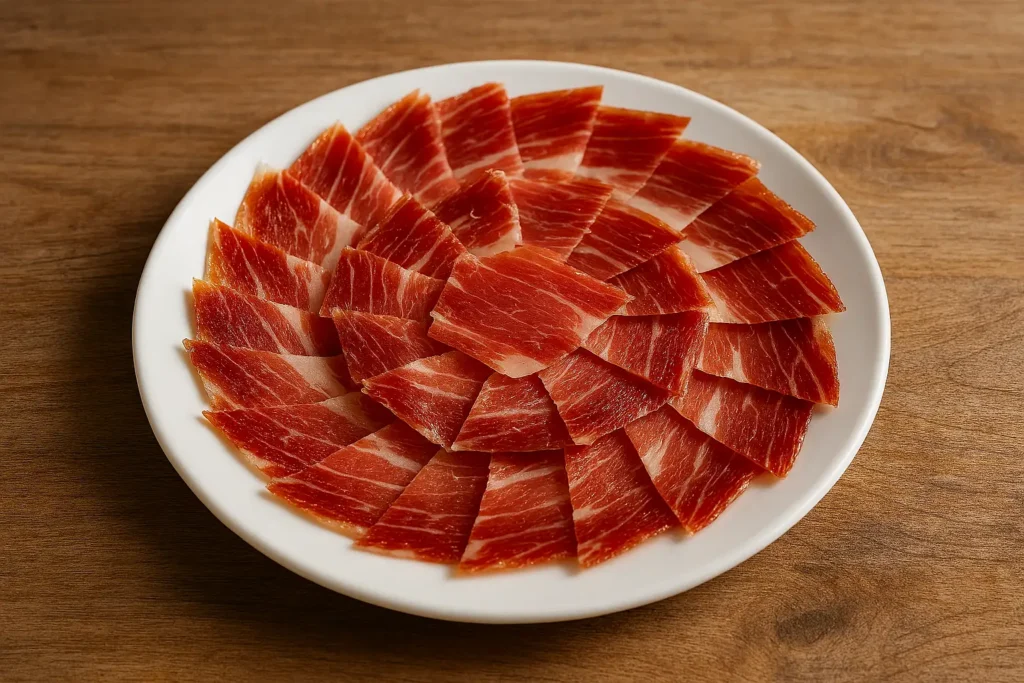 Plato de jamón cortado